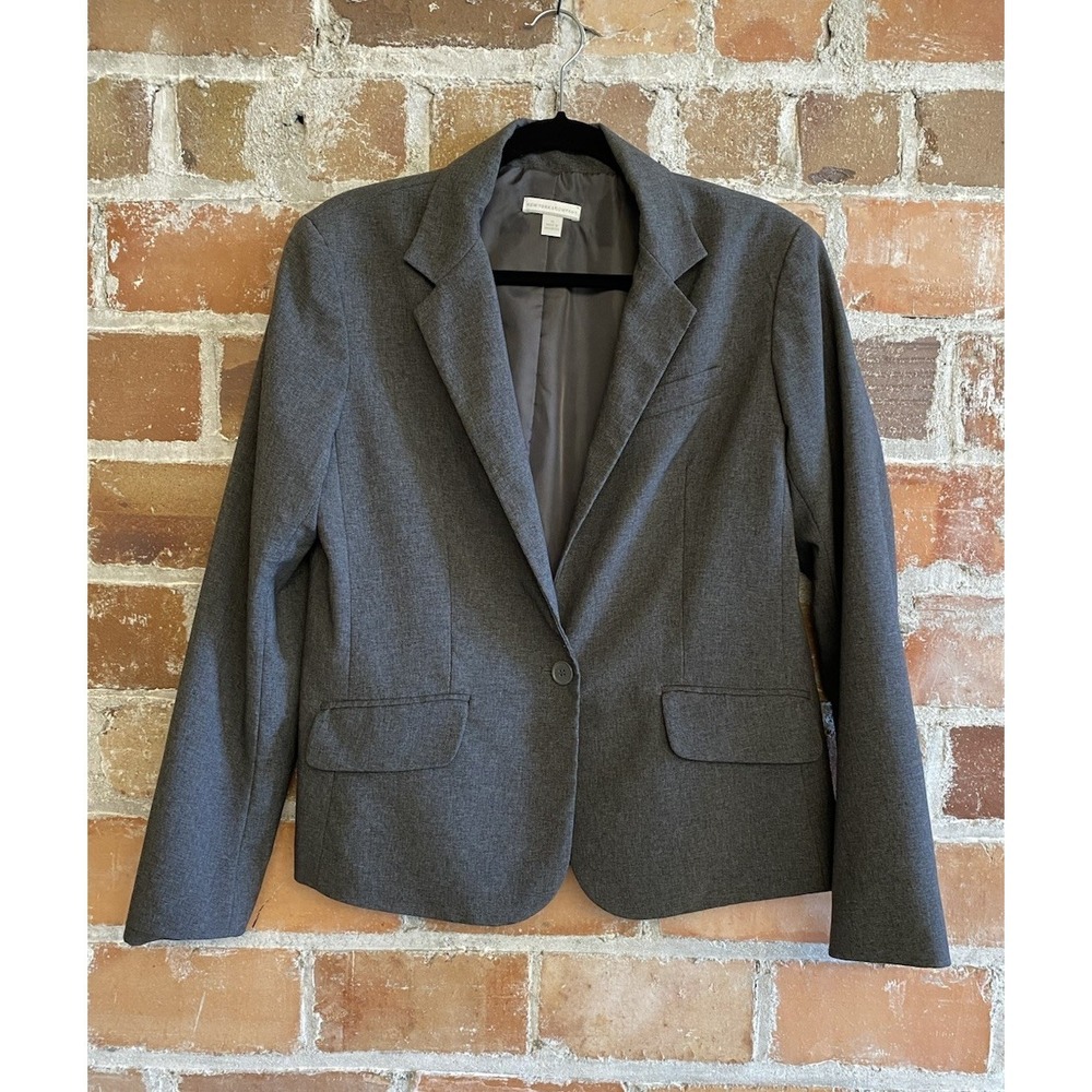 New York & Company Charcoal Gray Button Front Suit Blazer Women's 14